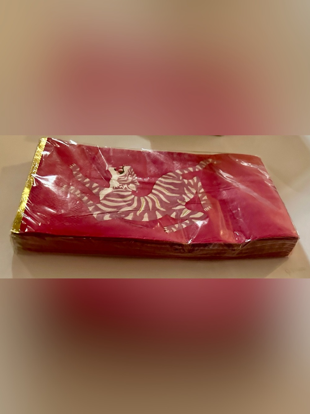 New 100 Pink Tiger Guest Napkins 4 5/8” x 7 13/16” made in Vietnam - Picture 3 of 13